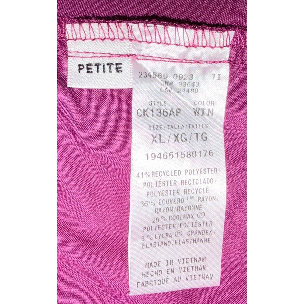 Cherokee Womens XL Petite Scrub Pants Wine Burgundy Cargo Straight Leg Stretch - Picture 3 of 13
